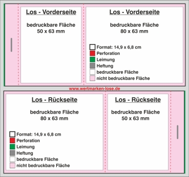 1000 Große Lose 14,9 x 6,8cm - doppelseitiger Druck 4/4 farbig [[-inkl.-Gestaltungsservice-]]